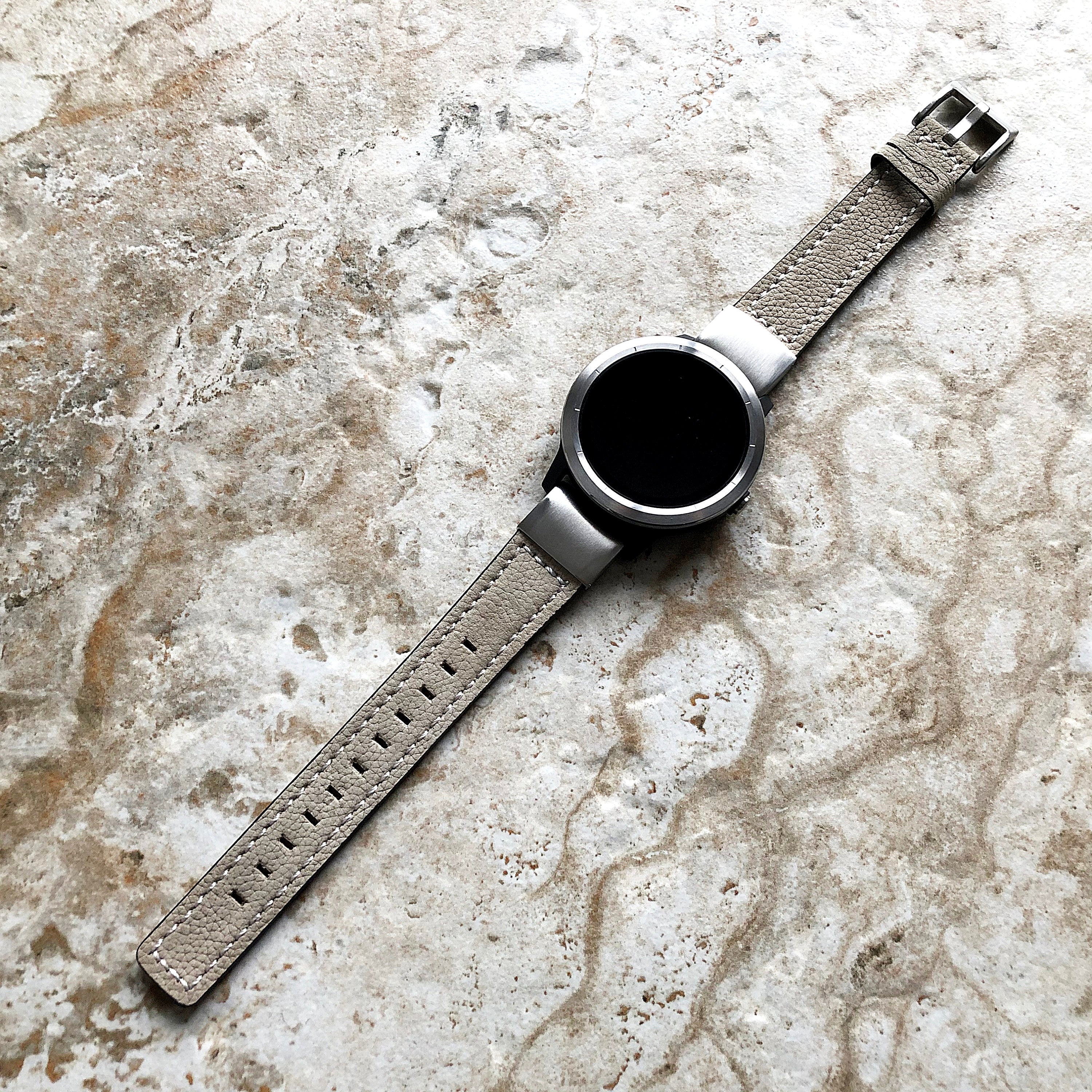 Garmin Gray Suede Stitched Bands Compatible with fenix 8 43mm 7S Pro Solar Sapphire fenix 6S Pro Leather Strap Quick Fit Watch Bands A20B18